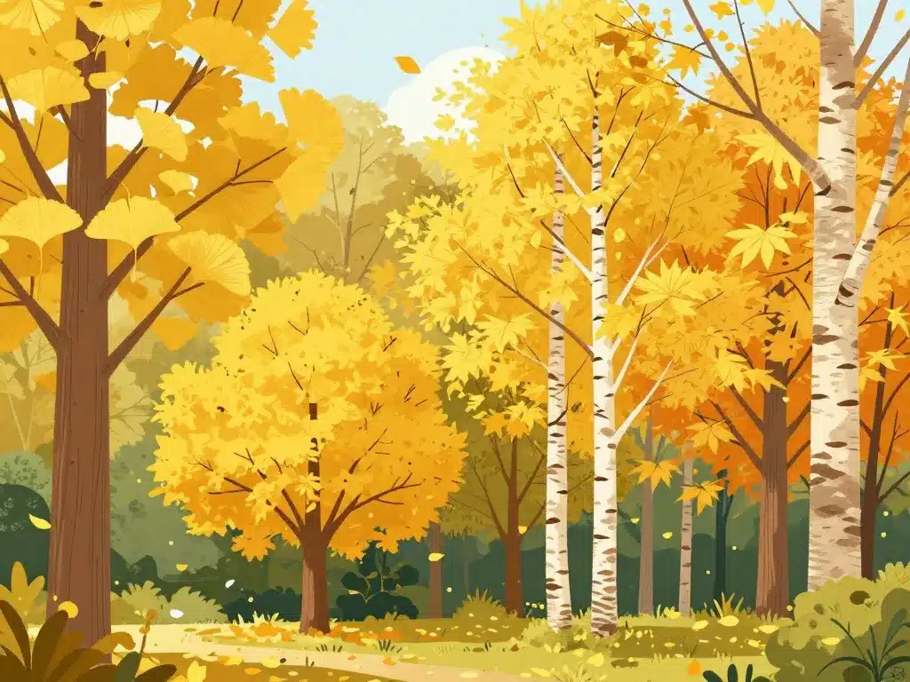 arbre feuillage jaune automne choix espèces jardin