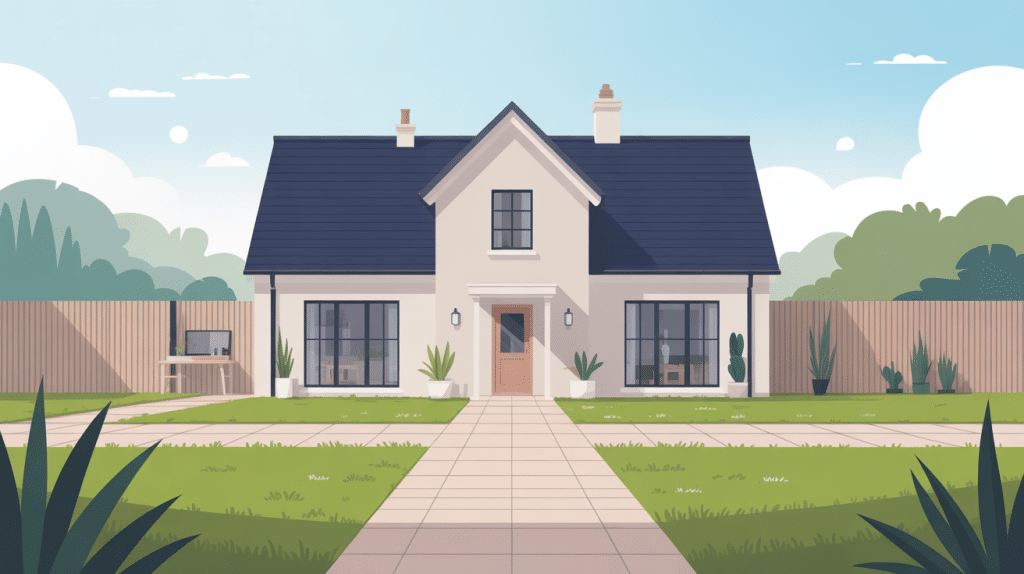 illustration moderne bordure de propreté maison autour d'une habitation