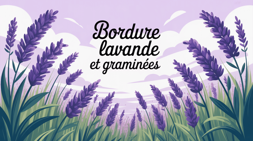bordure lavande et graminées élégante sous ciel d'été