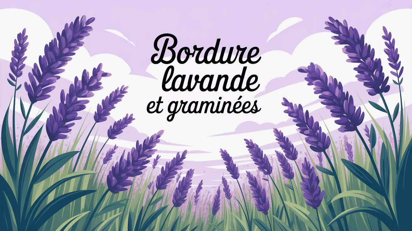 bordure lavande et graminées élégante sous ciel d'été