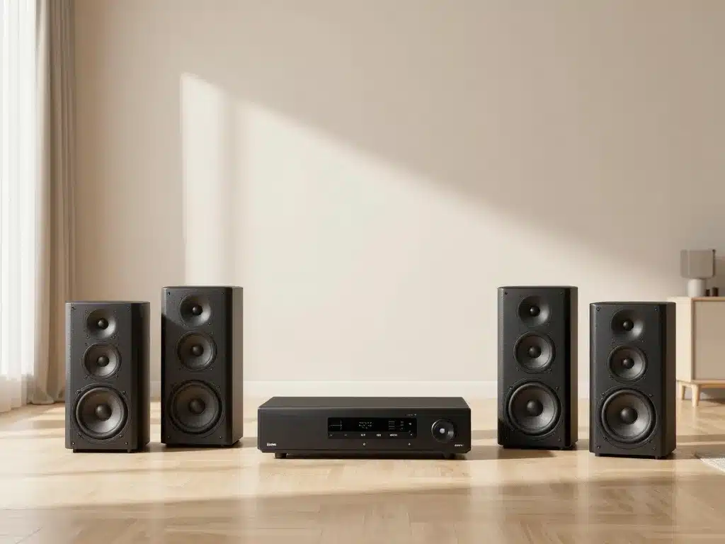 Comparatif Boss Home Theater 2.1 4.1 5.1 dans salon contemporain