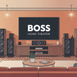 Boss Home Theater installé dans un salon moderne, ambiance immersive