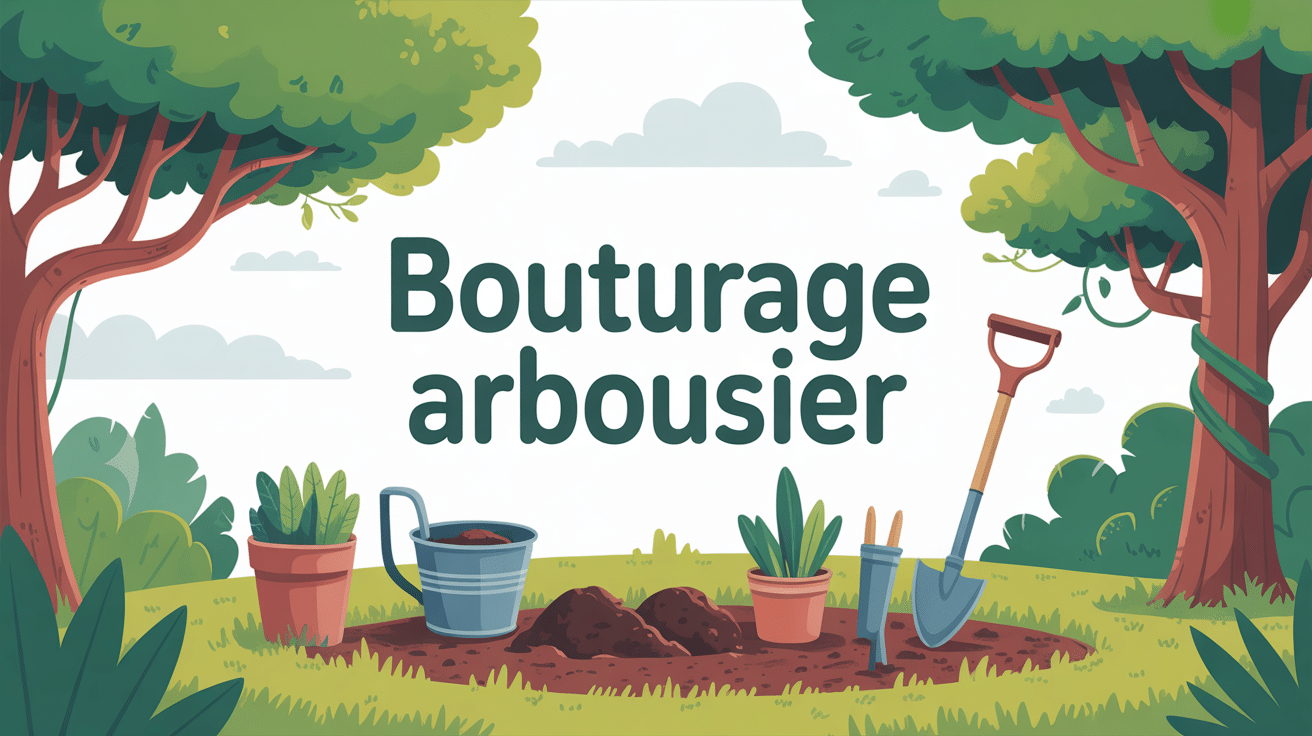 illustration bouturage arbousier rameaux outils jardin