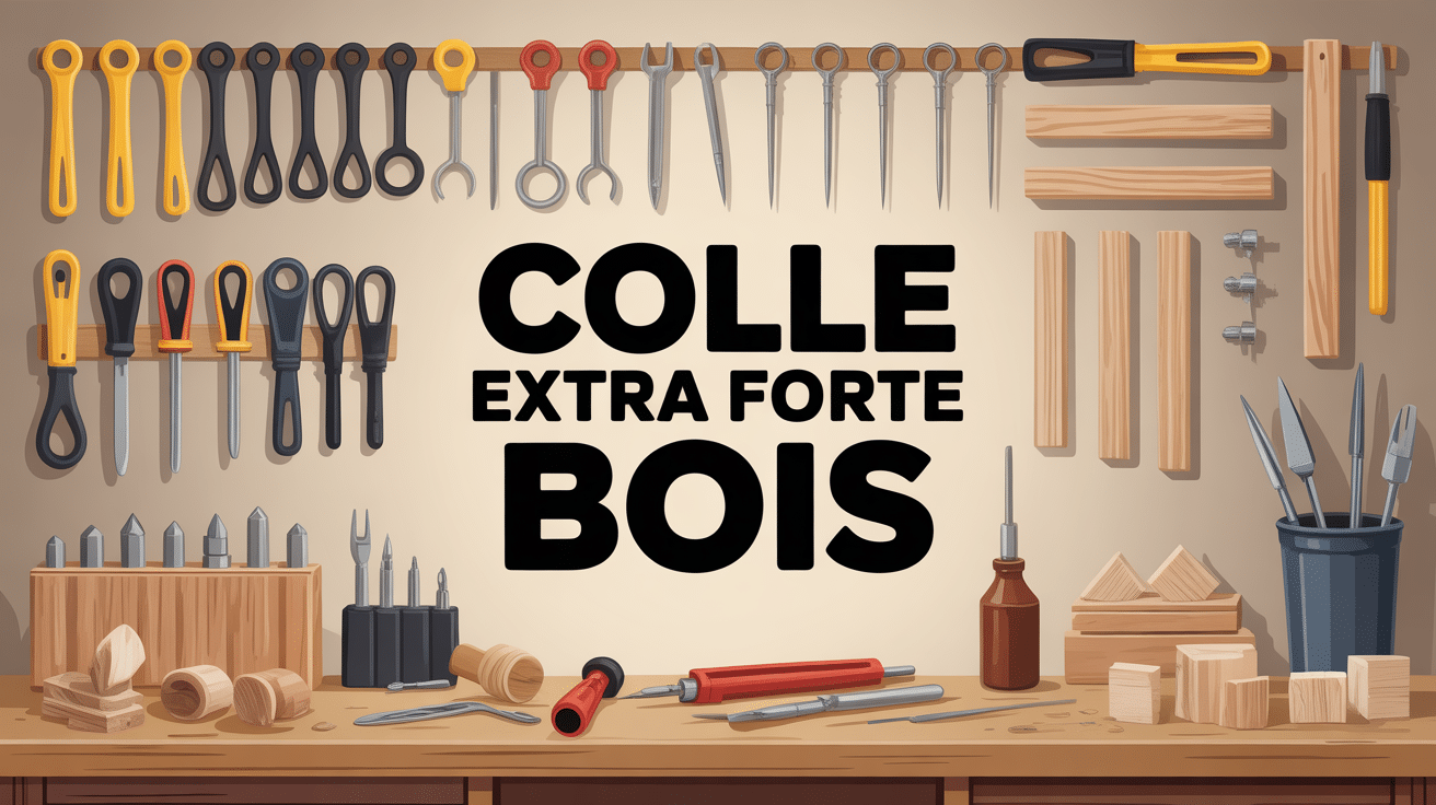 établi menuisier avec colle extra forte bois, outils et assemblages