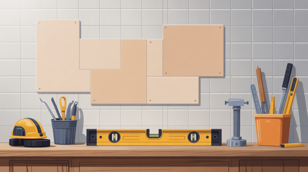 chantier colle placo et outils