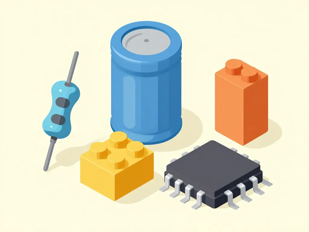 composants circuit electronique resistance condensateur diode