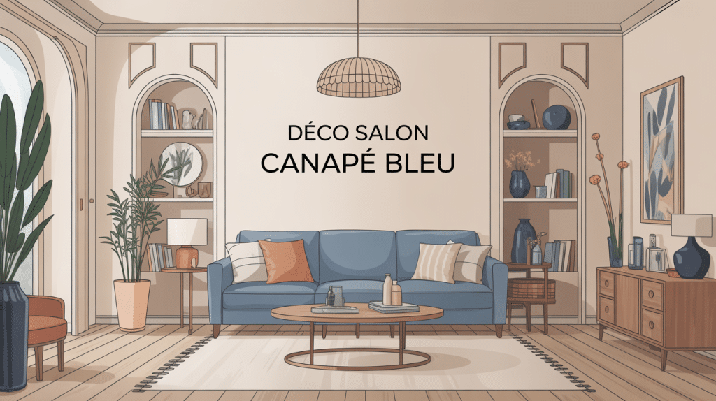 deco salon canape bleu ambiance harmonieuse moderne