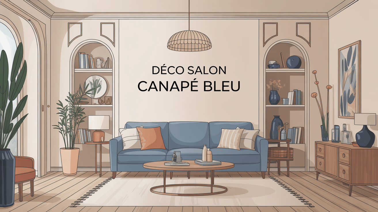 deco salon canape bleu ambiance harmonieuse moderne