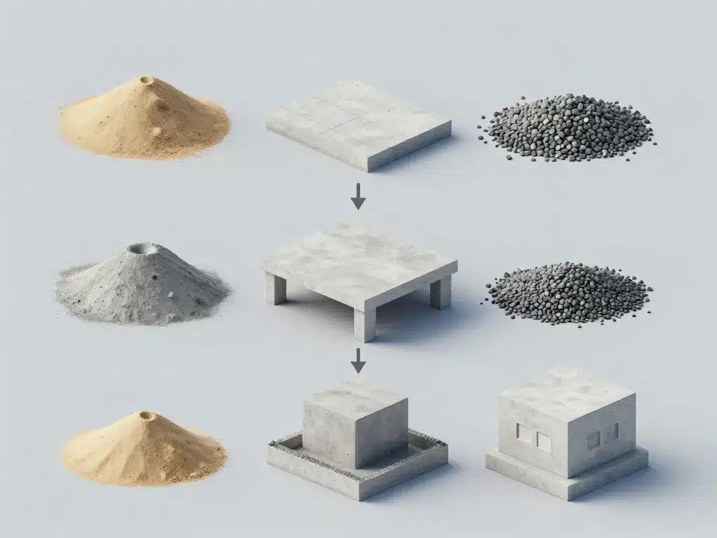 Schéma proportions dosage ciment beton dalle terrasse fondation