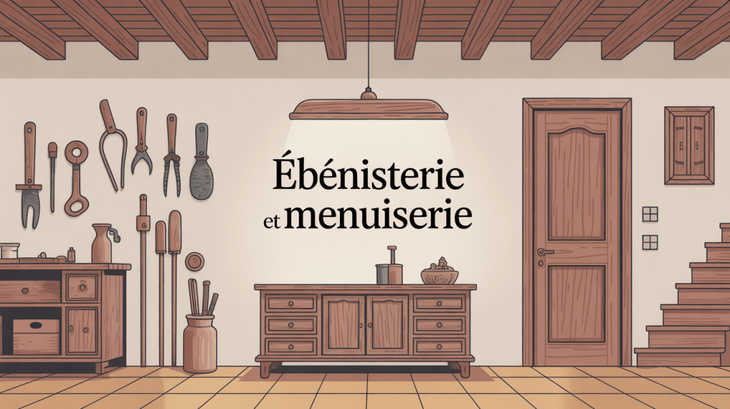 atelier lumineux ébénisterie et menuiserie avec outils et meubles