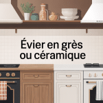illustration évier en grès ou céramique dans cuisine moderne