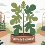illustration feuille de butternut dans un potager