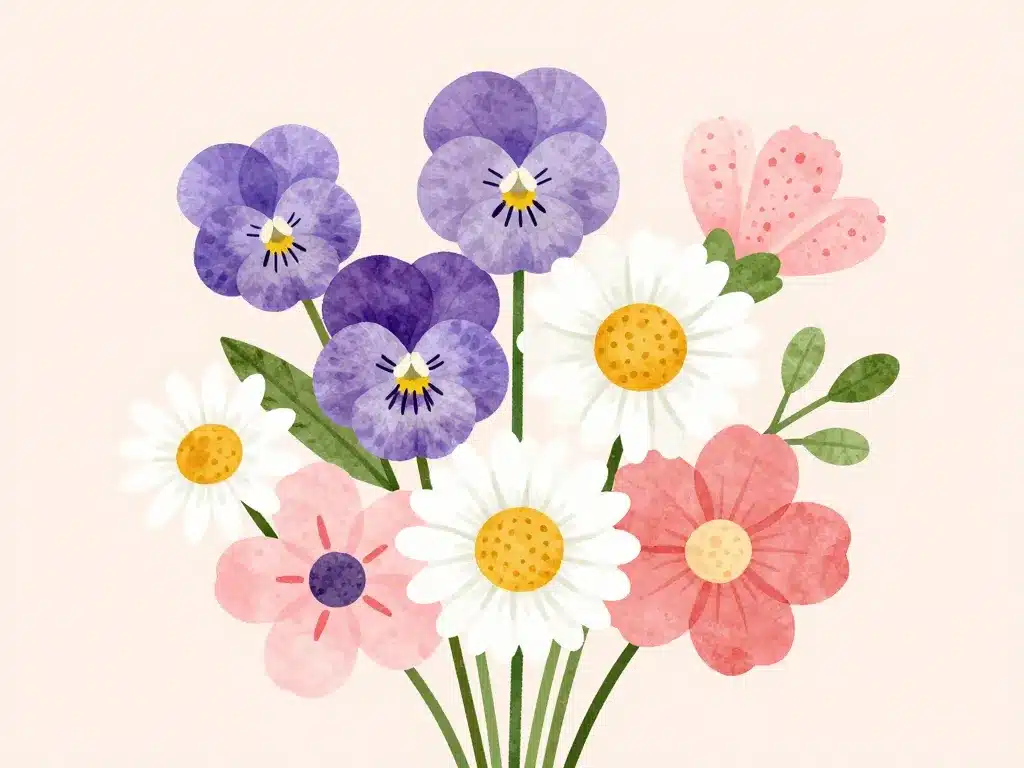 illustration mots et fleurs en ette