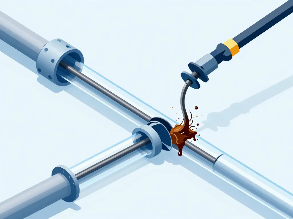 schema concept furet deboucheur professionnel dans tuyau