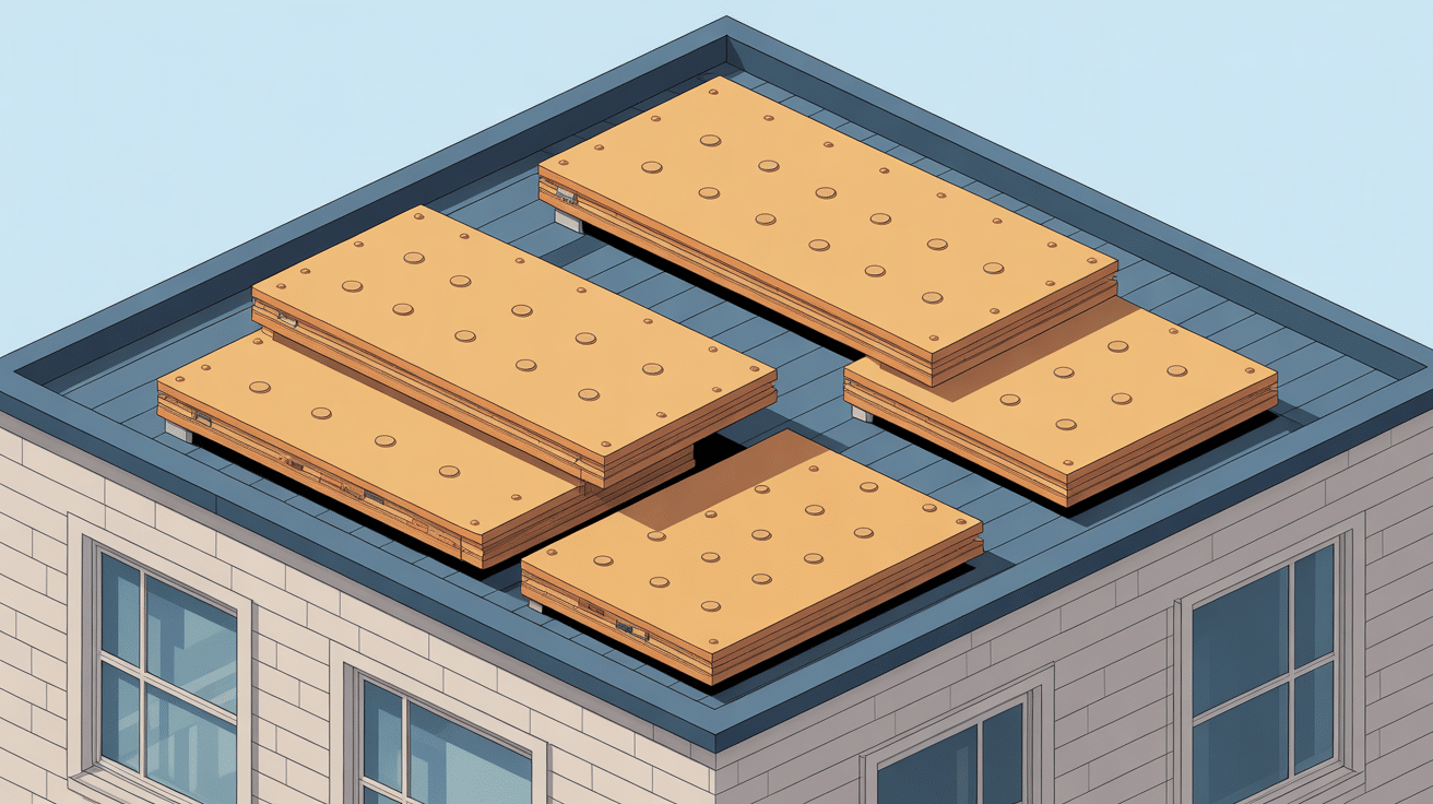 vue de toiture en panneau sandwich sur différents bâtiments