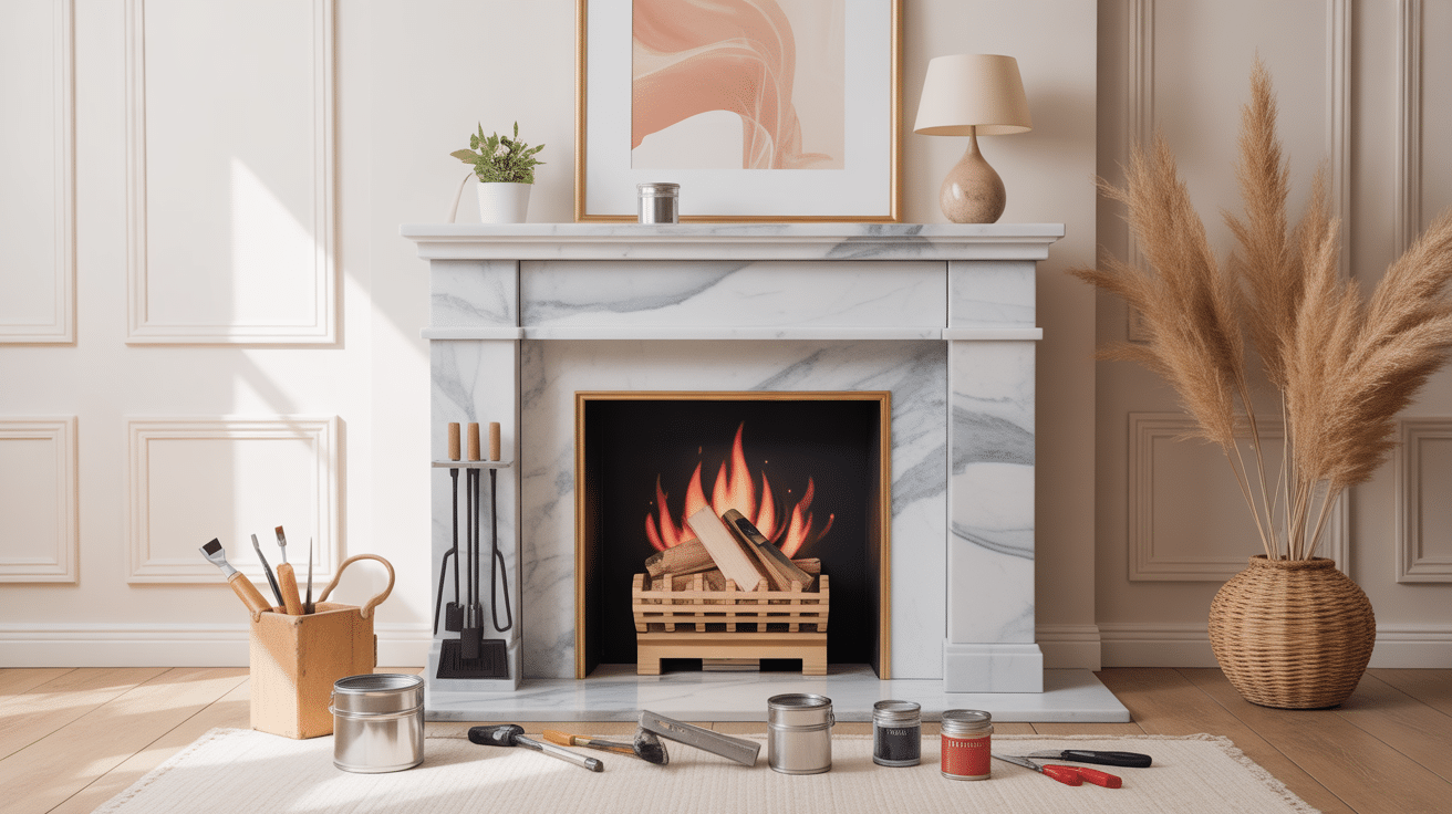 peinture sur marbre cheminée moderne décor élégant