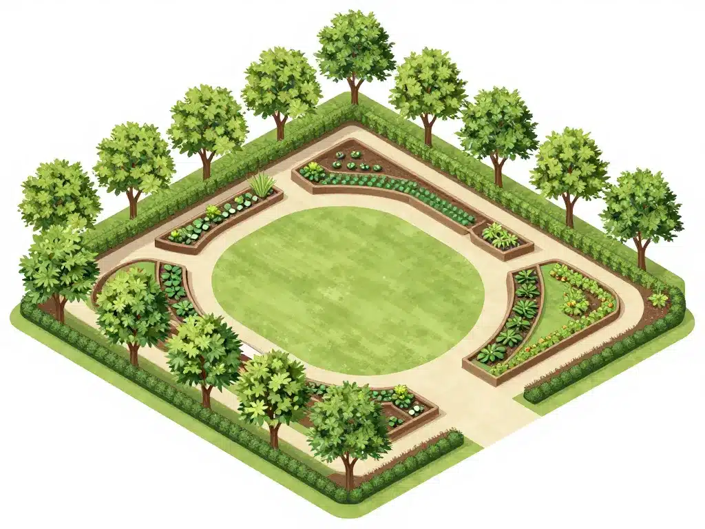 plan de potager permaculture structure et allées