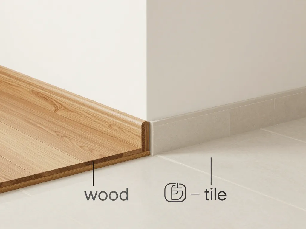 schéma differences plinthe bois ou carrelage