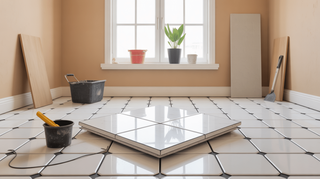 poser du carrelage sur du carrelage inconvénients illustration, chantier sol