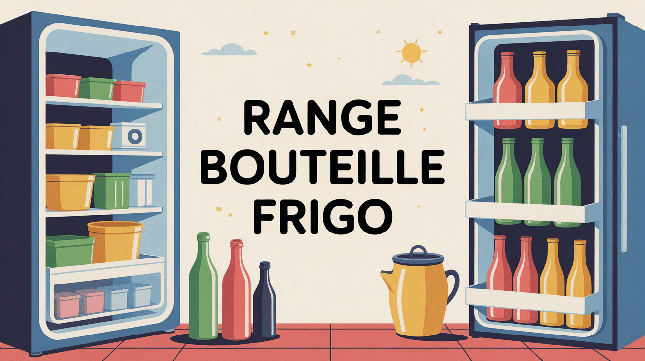 Range bouteille frigo bien organisé dans réfrigérateur
