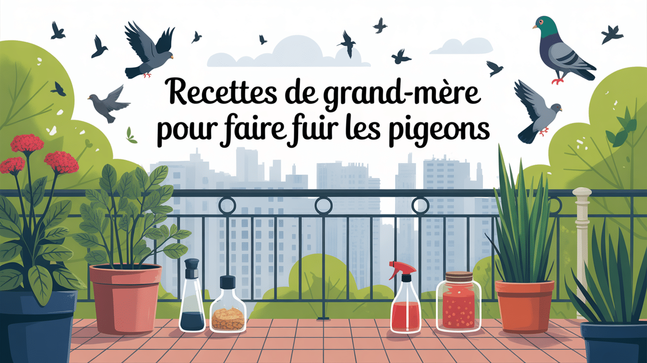 recette de grand-mère pour faire fuir les pigeons illustration balcon urbain