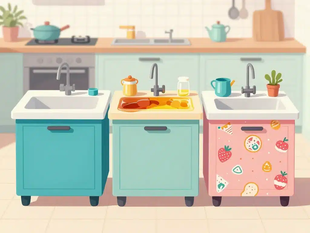 Renover plan de travail stratifié peinture résine film illustration