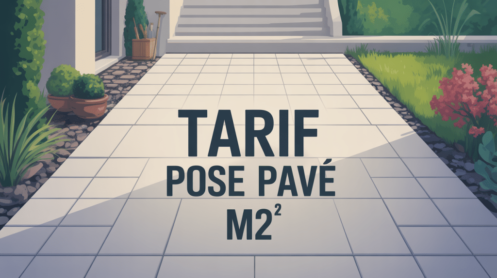 illustration tarif pose pavé m2 allée terrasse cour