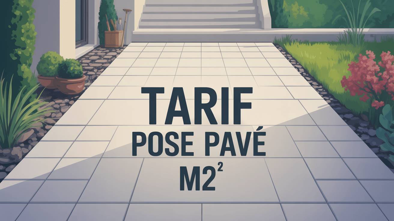 illustration tarif pose pavé m2 allée terrasse cour