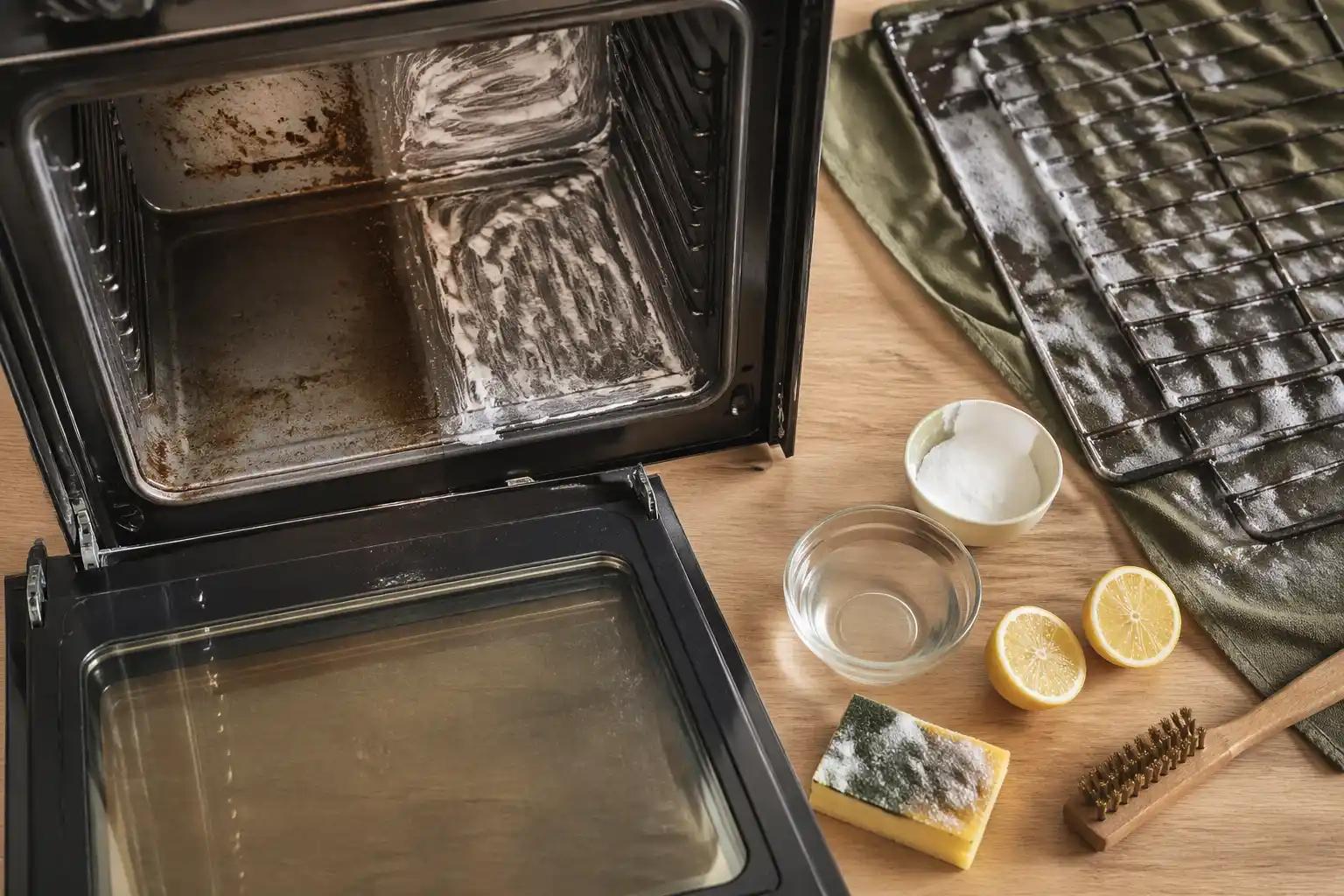 nettoyer four très encrassé bicarbonate vinaigre citron