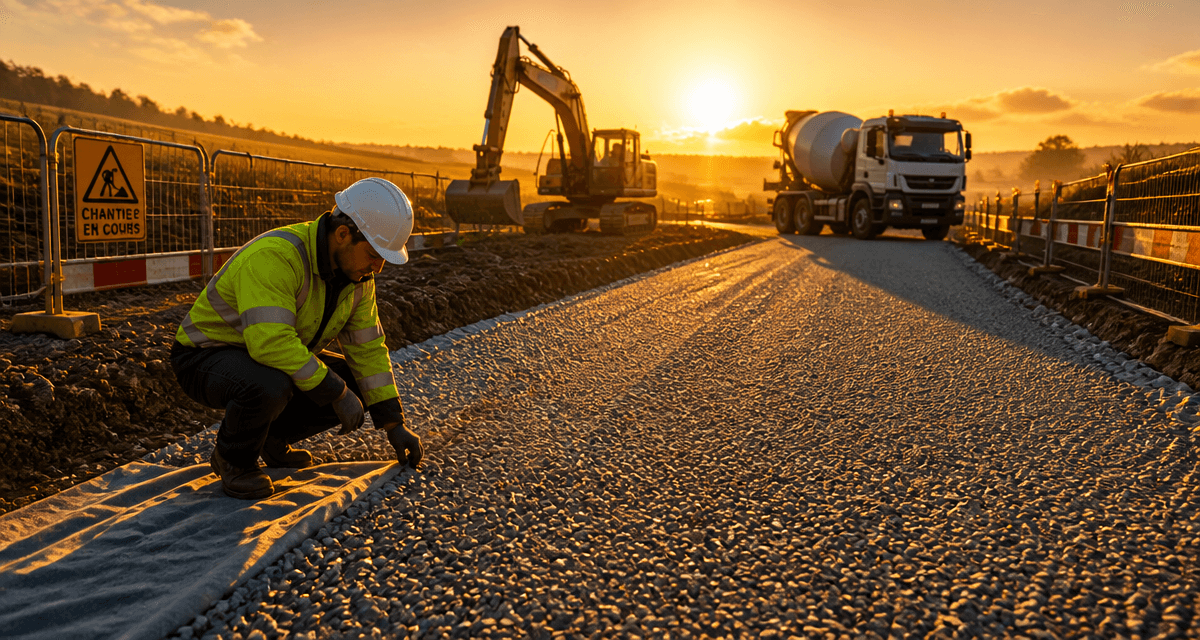 acces chantier voie gravier compacté