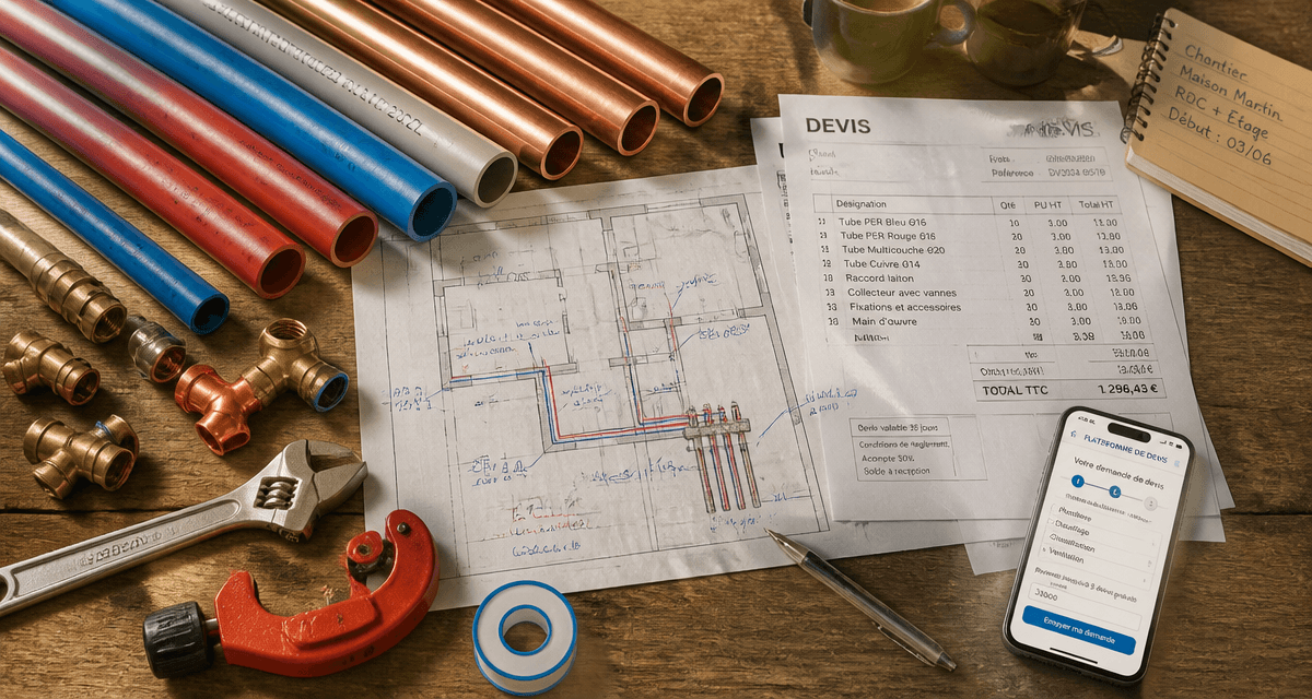 batievol plomberie et chauffage échantillons tuyaux outils