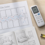 clim dans couloir pour refroidir les chambres, schéma technique et accessoires