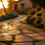 dalle allee de jardin gres nuances chaudes