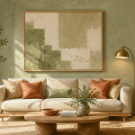 decoration murale vert sauge salon contemporain