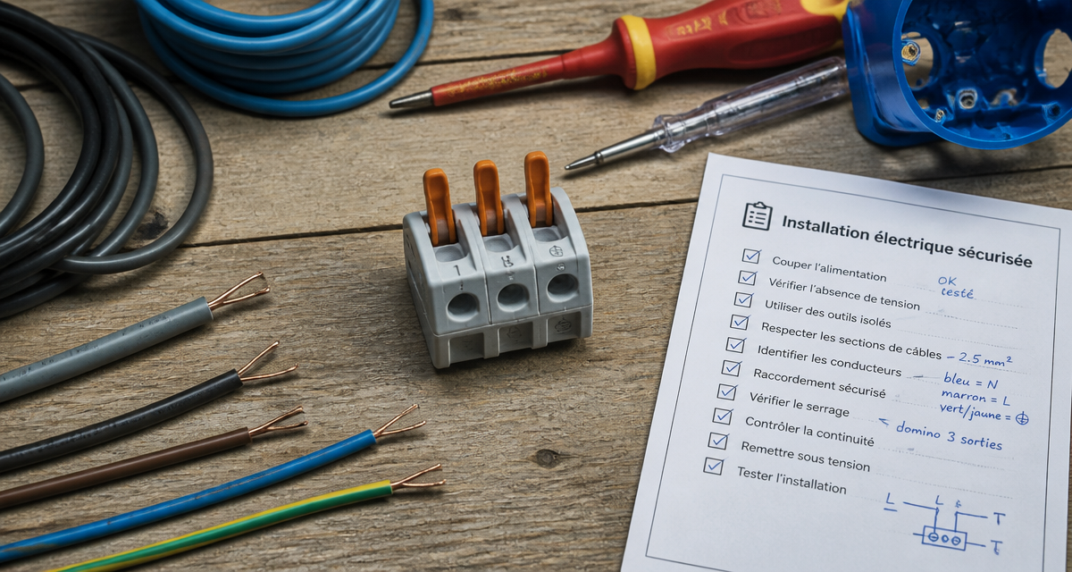 domino électrique 3 sorties sur plan de travail