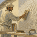 enduit gratte sur mur extérieur par artisan