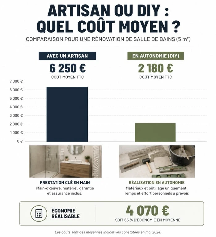 Comparatif des économies réalisées entre travaux par artisan et bricolage DIY