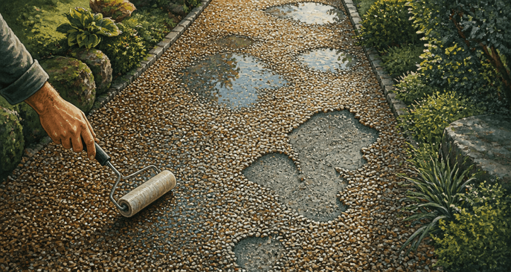 hydroway problème flaques eau graviers décollés