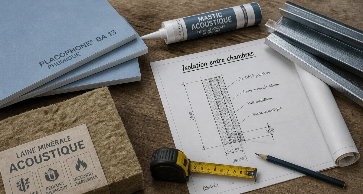 isolation cloison entre 2 chambres matériaux outils