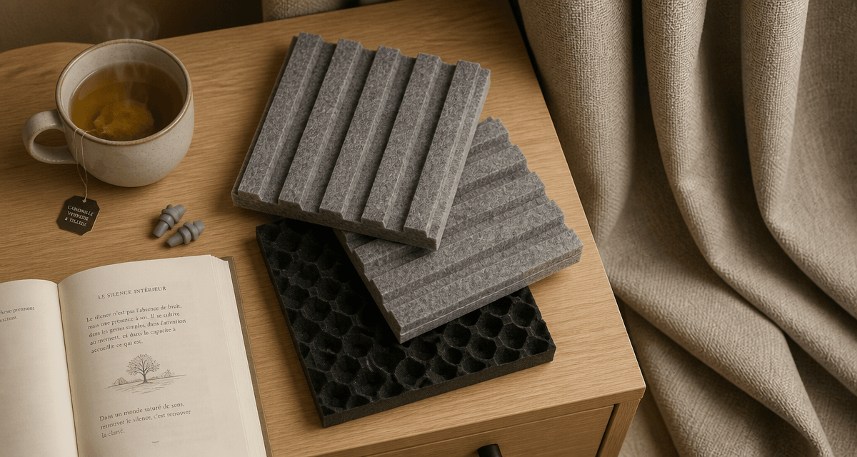 Isolation phonique mur chambre sans travaux, échantillons et accessoires
