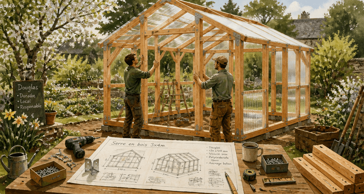 plan serre en bois pdf gratuit, montage serre 3x4m