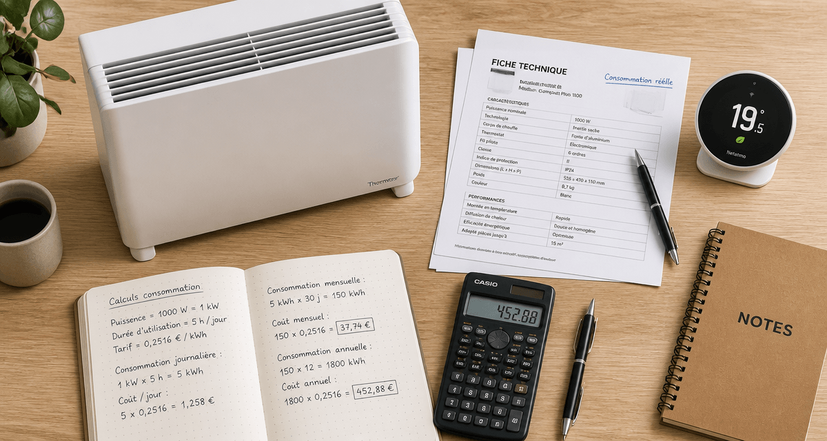 radiateur à inertie consommation sur bureau