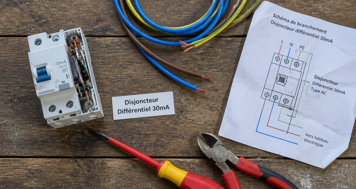 schema branchement disjoncteur différentiel 30ma outils