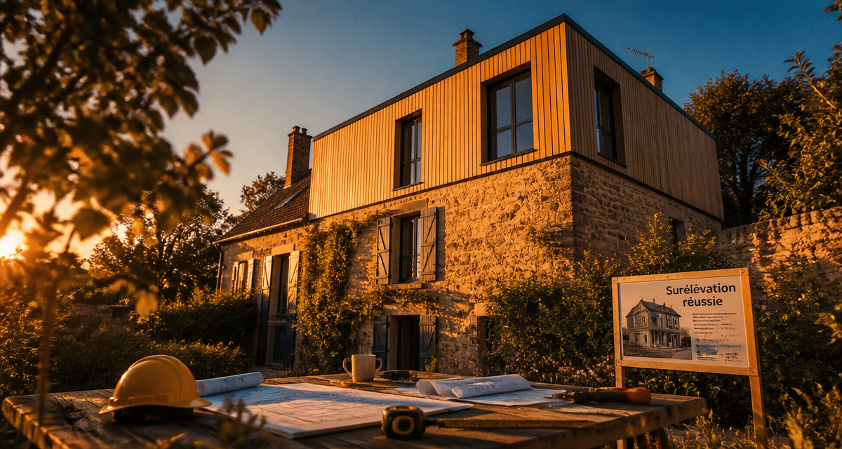 surélévation maison ancienne avec étage bois