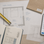 taille chambre plan architecte flat-lay