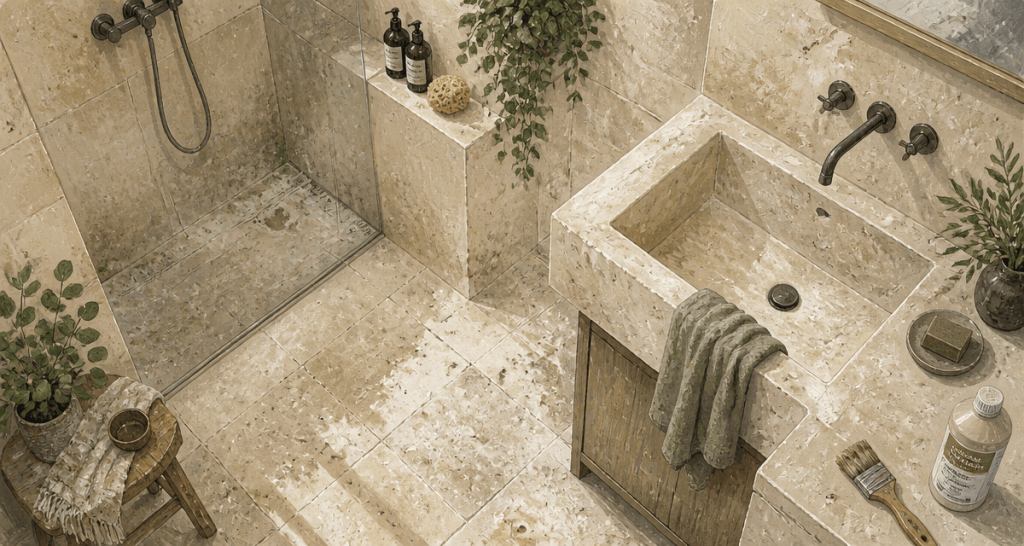 travertin salle de bain inconvénients humidité