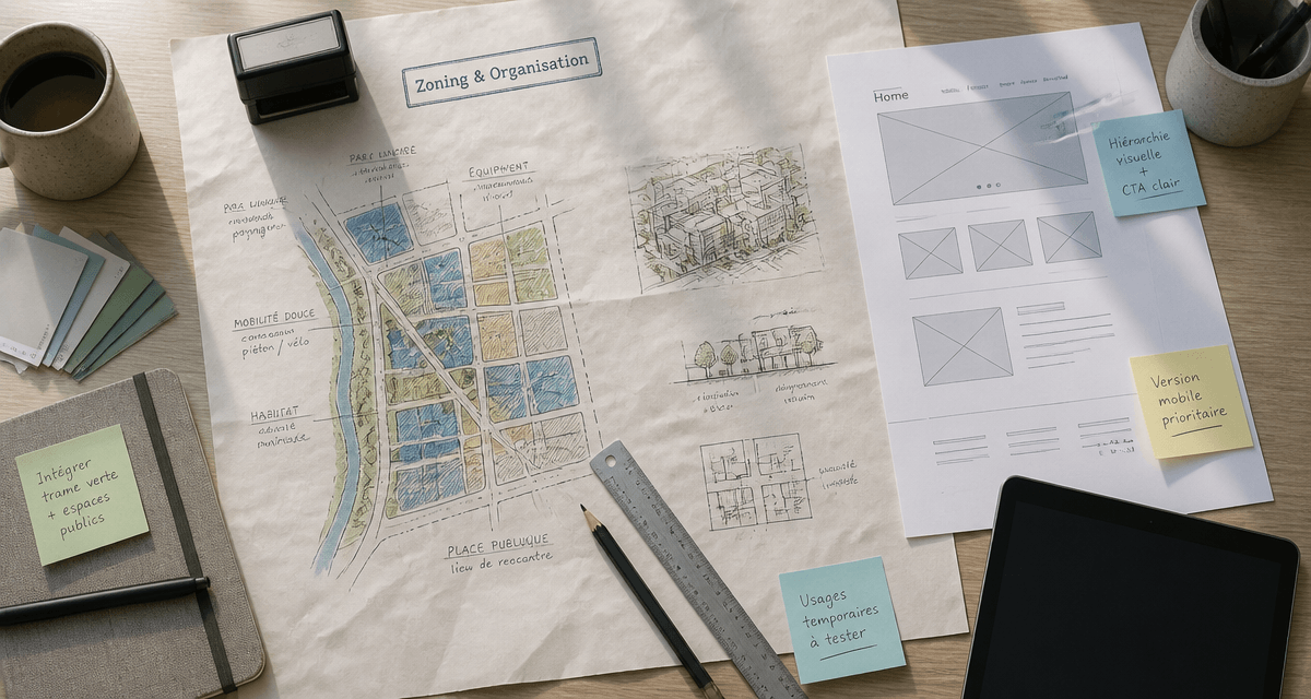 zonings urbains et web sur bureau