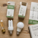 Ampoule economique comparaison sur table bois