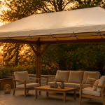 bache tonnelle sur mesure PVC blanche terrasse