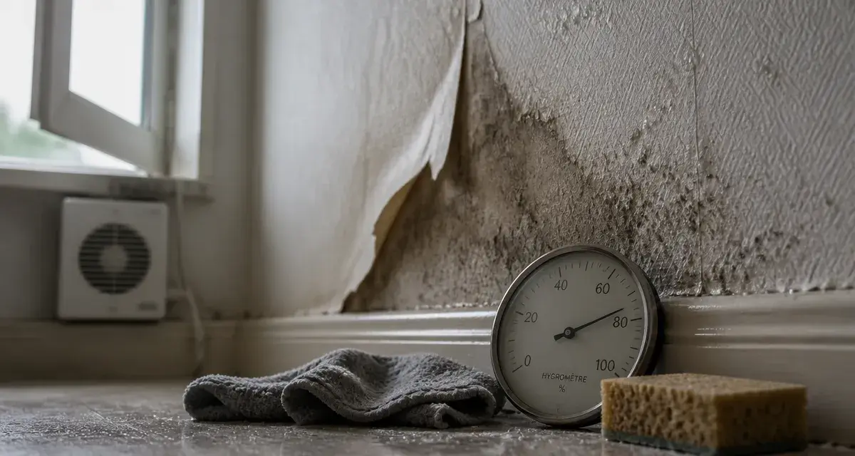 Comment enlever l'humidité sur un mur : moisissures et humidité visibles, hygromètre et VMC